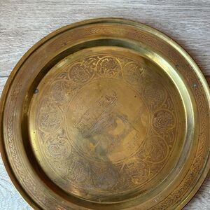Vintage Moroccan Round Brass Necklace Plate